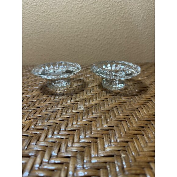 Vintage Cut Glass Candle Holders Pair Tealight, Taper Candles Sticks Signature - Picture 2 of 9